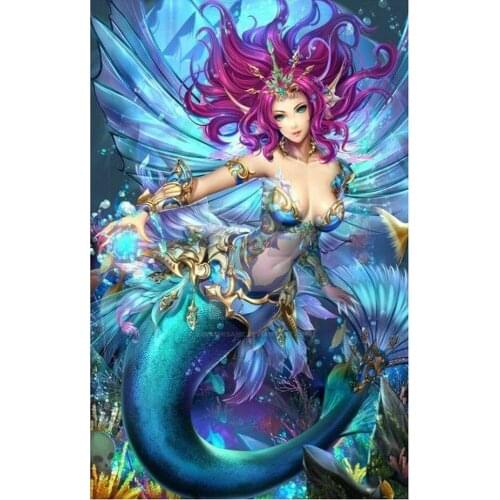 5D diy diamond painting Mermaid cartoon pattern 5d diamond embroidery full square round diamond mosaic crafts wall sticker