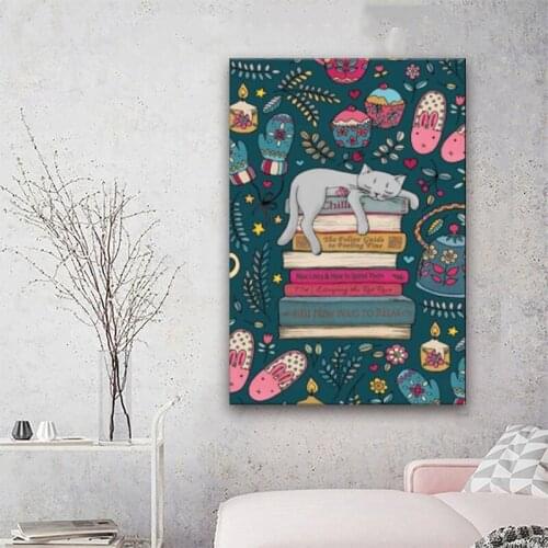 How to Hygge Like a Cat Painting On Canvas Posters Prints Cuadros Home Decor Bedroom