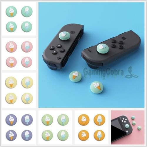 PlayVital Ice Cream Cute Silicone Analog Cover Thumb Grip Caps Joystick Caps for NS Switch Lite & NS Switch Joy-Con Controller