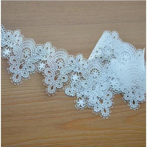 5 Meters/lot 6.2cm Guipure White Water Soluble Lace Trim Polyester High Quality Fabric Lace Ribbon Floral Embroidered Lace Trim