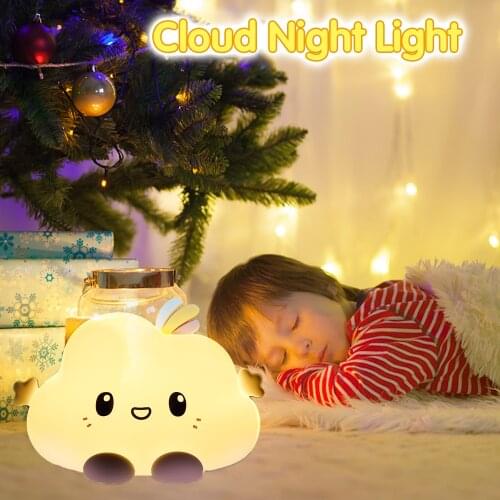 Cute Night Light Kids Rechargeable Cloud Night Lamp Color Changing Nursery Lamp LED Bedside Nightlight Children Room Decor Gift