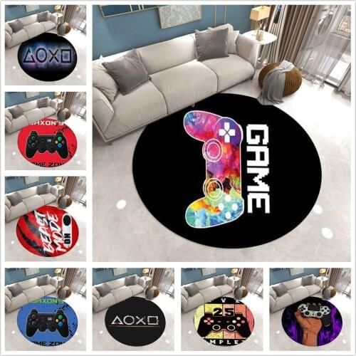 Fashion Living Room Rug Gamer Round Carpet Game Console Bedroom Rugs Boys Chair Mat Kids Play 3D Floor Area Rug Entrance Doormat