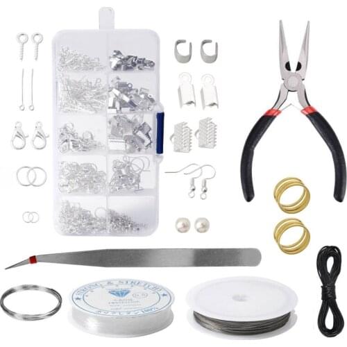 Jewelry Making Kit Bead Making and Repair Tools, Pliers and Silver Bead Wire for Beginners to Make Necklaces, Earrings