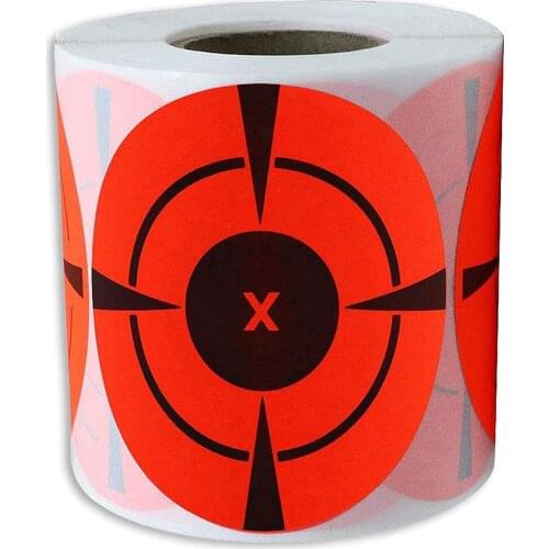 Target Sticker 3" 250 PCs Round Shooting Labels Fluorescent Red and Black Bright Color Let You Easy See Shoot Pratice