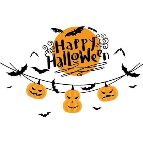 1PC Happy Halloween Pumpkin Wall Sticker for Home Room Bar Living Room Dining Room Background Decorative Festival Party Decor