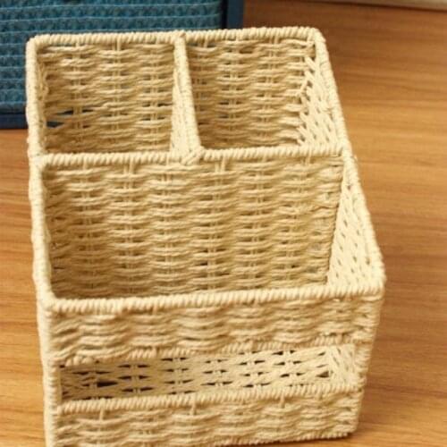2021 New Straw Remote Control Storage Box Mobile Phone Storage Basket Office Desk Living Room Coffee Table Desk Tissue Box