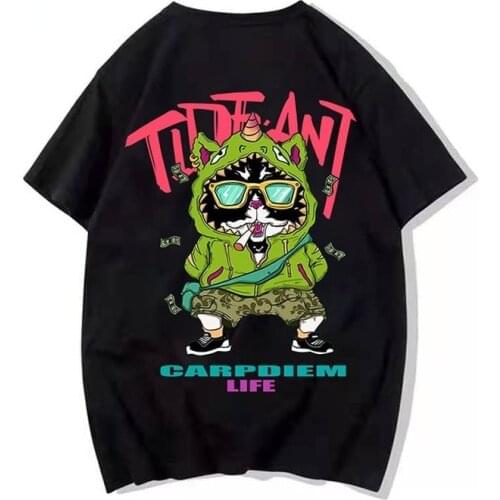 2021 New Short-sleeved T-shirt Fashion Brand Mens European and American Hip-hop Style Printing Couple Loose Casual Summer