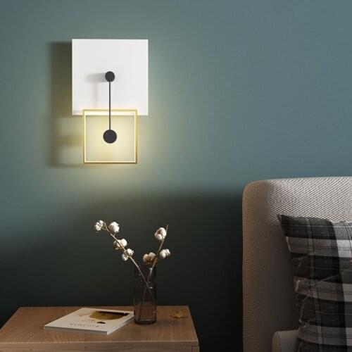 Square New Creative Wall Lamp Home Decor Modern Simple Round Light Luxury Personality Bedroom Bedside Lamp Stair Aisle Wall Lamp
