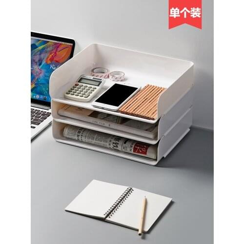 Office Organizer Desk Magazine Holder School Supplies Paper Tray Stackable Storage Rack Plastic File Box