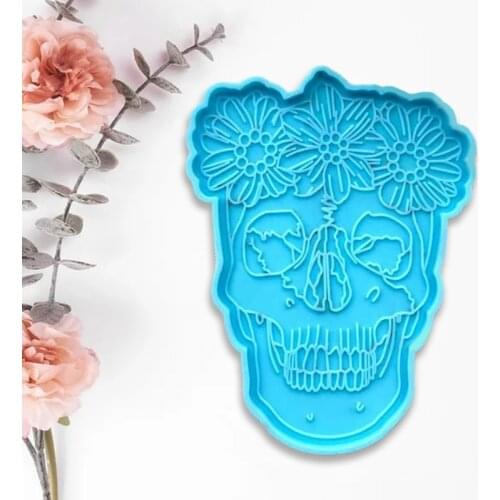 DIY Crafts Female Skull Coaster Epoxy Resin Mold Cup Mat Casting Silicone Mould M2EA