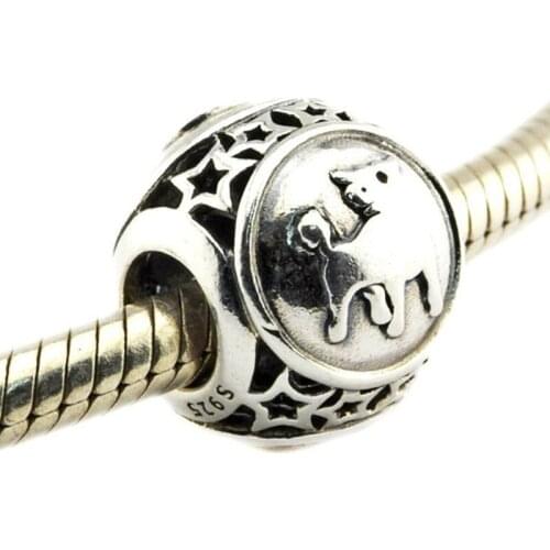 Authentic 925 Sterling Silver bead Taurus Star Sign Charm Fit Original Brand Charms Bracelet jewelry Au004