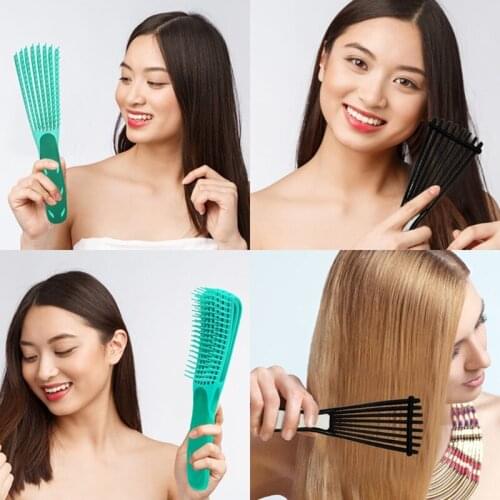 Professional 8 Rows Detangling Brush Comb for Curly Wavy Wet Dry Thick Long Knotted Hair Brush Tool Salon Home Use
