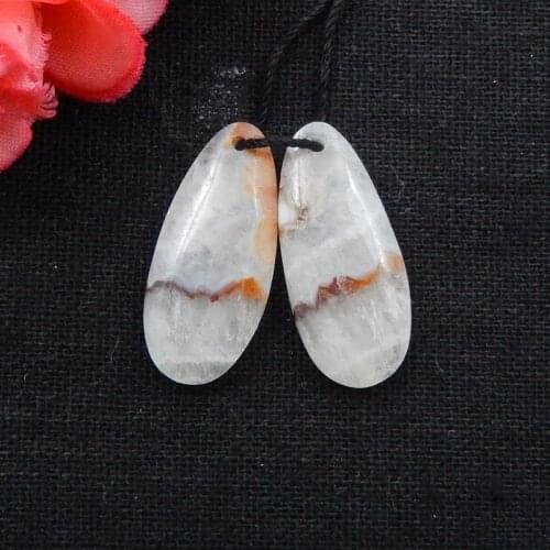 Semiprecious stone Ocean Jasper Handmade Teardrop Earrings Beads,27x13x5mm,5g