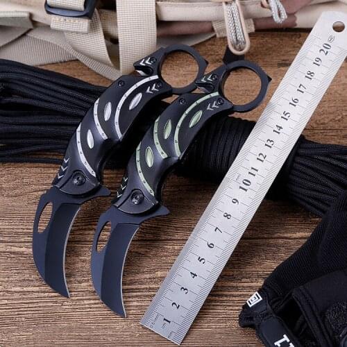 6.69'' Folding Karambit Knife Outdoor Survival Tactical Pocket Knife Hiking Camping Hunting Knives for Self-defense EDC Tools