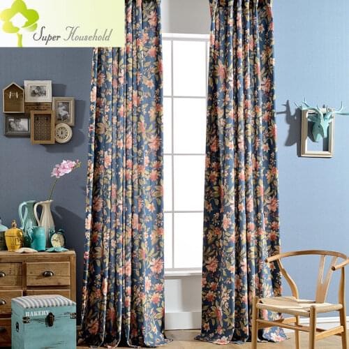 Modern Boutique Cotton Printed Flowers Curtains for Bedroom Window Simple Curtains for the Living Room Kitchen Chinese Fabric