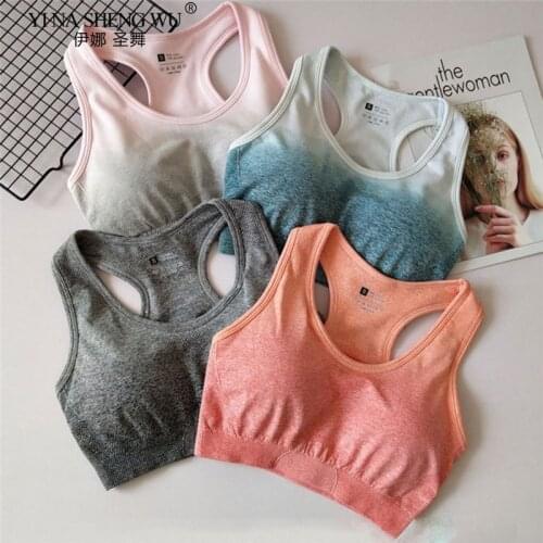 Sport Yoga Bra Women Underwear Sexy Bralette Push Up Gradient Color Bra Shockproof Gather Quick Drying Ventilation Sport Female