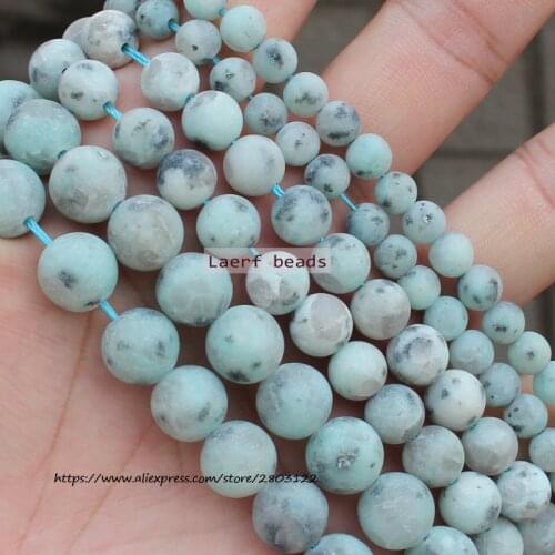 Fctory Price Frost Matte Natural Tianshan Blue Jaspers Round Beads 15''/ Strand 4-12MM Pick Size For Jewelry Making