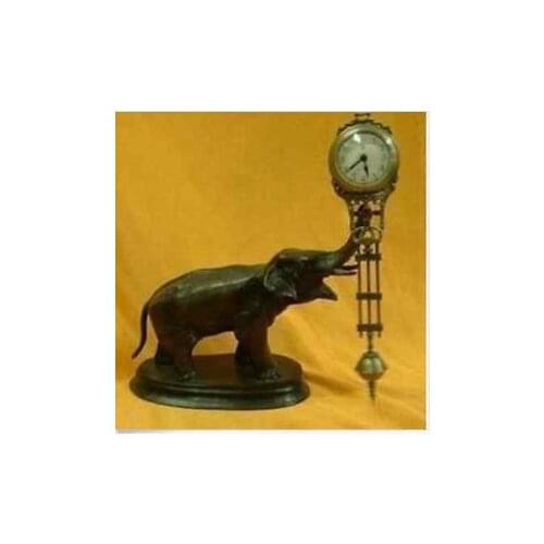25cm Height old handwork Beautiful pendulum clock bronze elephant statue s tools wedding Decoration Brassroom Art Statue