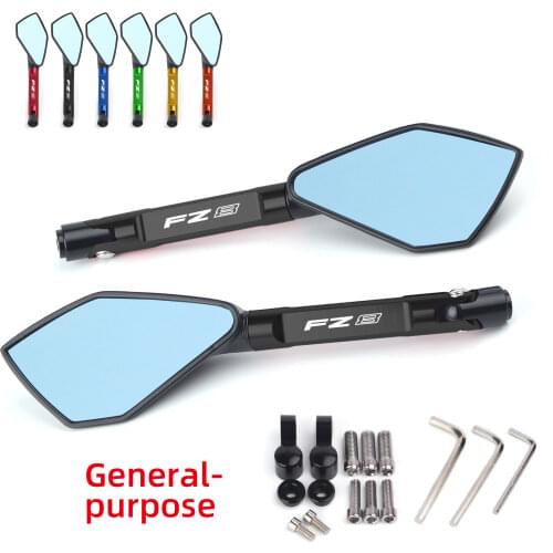 Universal Motorcycle mirror CNC side Rearview Blue Anti-glare Mirror For Yamaha FZ8 FZ-8