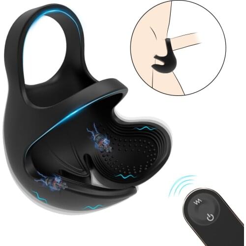 Vibrating Penis Massager Male Chastity Cock Ring Sex Toys for Men Wireless Remote Control Testicle Vibrator Mens Masturbator
