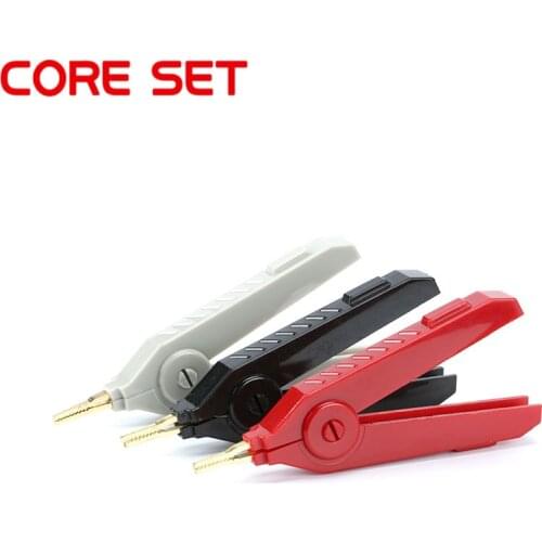 3PCS/sets Alligator Clip 90mm Kelvin Copper Gold Plate Clip Grey+Black+Red
