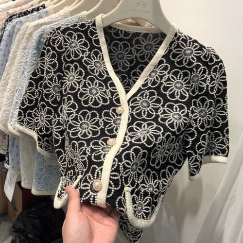 Elegant Tops Shirt Women Korean Style V-Neck Summer short sleeve Embroidered Lace Mesh Blouse Plus Size 2021 Summer