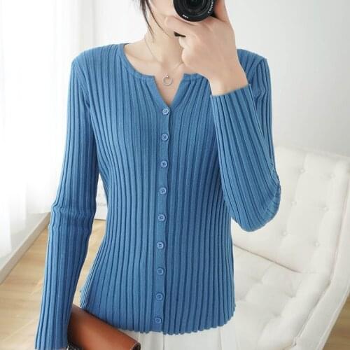 New Women Cardigan Sweater Casual Long Sleeves Slim Solid Color Sweater Cardigan Fashion Leisure Autumn Single Breasted Cardigan