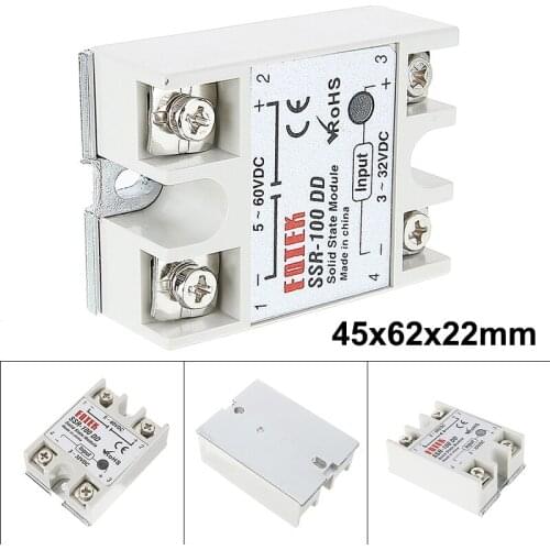 1pc Reliable SSR-100DD Solid State Module Solid-state Relays 100A 3-32V DC/5-60V DC Control 62*45*22mm Mayitr