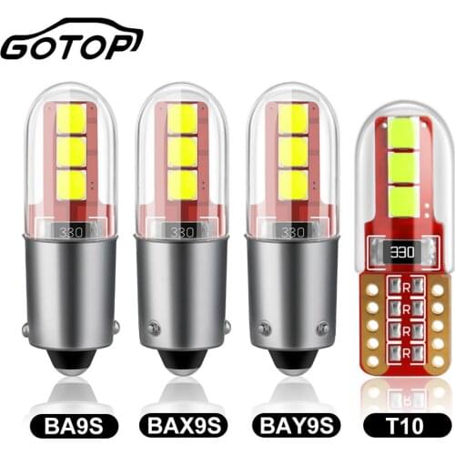 1pcs T10 W5W Led Bulb BA9S H6W T4W LED BAX9S H21W BAY9S Car Reverse Lights 6SMD 3535 Chips Car Parking Lights Source Auto Lamp