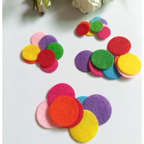 100PCS/LOT 15mm,20mm,25mm,30mm Round Felt Shape Colorful Non Woven Fabric Used For Wedding Decorative Embossing