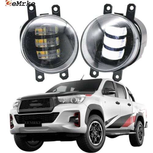 2-Pcs White+ Yellow LED Anti Fog Lights Lamp for Toyota Hilux 2018 2019 Foglight Lamp Car Accessories