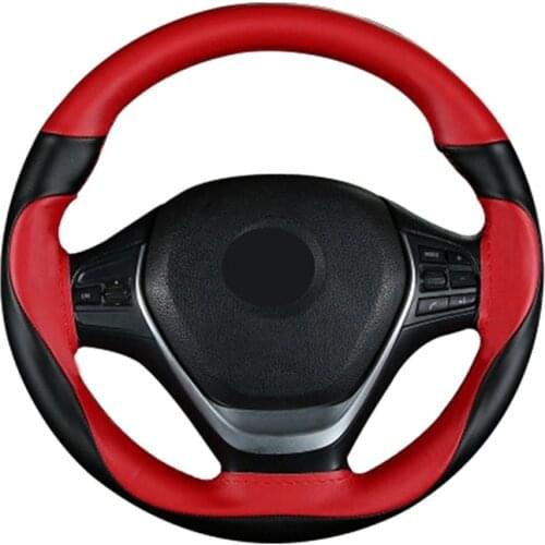 38cm DIY Car Steering Wheel Cover Soft Leather Microfiber Leather Braid Design With Needle and Thread Interior Kit