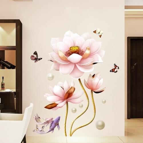 3D Flower Vinyl Wall Stickers Living Room Home Decor Bathroom Bedroom teenager Room Decoration Aesthetic Wallpaper