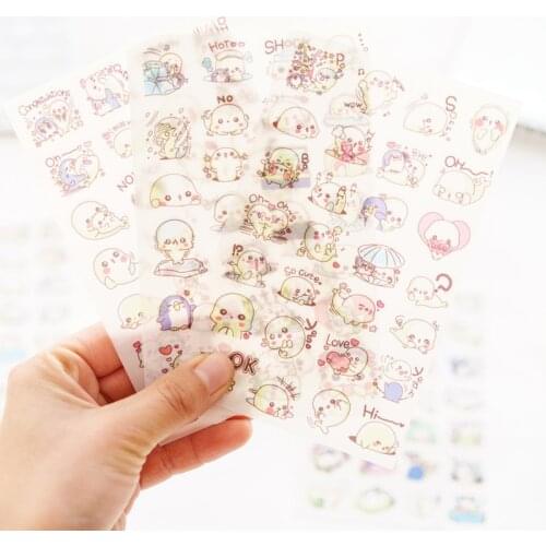 6 PCS Lovely Small Sea Lion Children Stationery Stickers For DIY Albums Scrapbooking Diary Decoration Cartoon Depicting