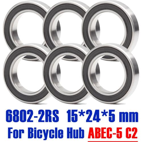 6PCS 6802-2RS Bearing 15*24*5 mm ABEC-5 15 24 5 6802RS Bearings For Bicycle Hub Front Rear Hubs Wheel