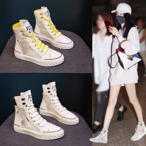 Martin Boots Womens Shoes 2020 New Boots Thin Section All-match Breathable Mesh Spring and Autumn High Top Ankle Boots