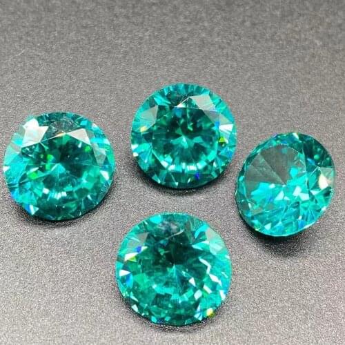 Brazil Paraíba Natural Tourmaline Round Blue and Green Bare Stone Round Colored Treasure Ethnic Jewelry Ring Face