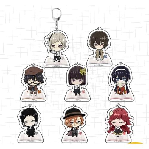 Hot Anime Bungo Stray Dogs Dazai Edogawa Rampo Atsushi Bags Pendant Keychain Acrylic Keyring Cosplay Decor Q Version Collectible