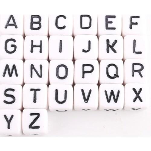 Bite Bites 26PCS Baby Nursing Accessories 12mm 10pc Acryl Letter Beads Can Chew DIY Teething Jewelry Crib Toy Baby Teether