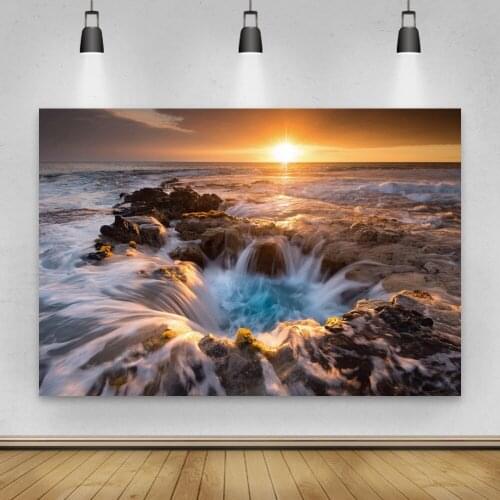 Laeacco Magical Vortex Reef Sea Sunset Seaside Scenic Home Decor Poster Protrait Photocall Photo Backdrop Photography Background