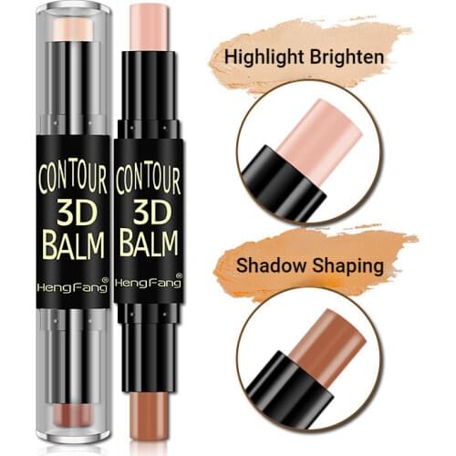 Double Highlight Pen Head 3D Bronzer Contour Stick Face Foundation Makeup Natural Cream Concealer