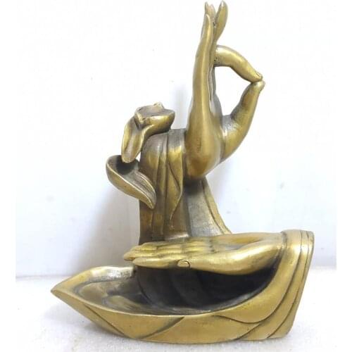 China brass archaize Buddha hand Backflow incense burner crafts statue