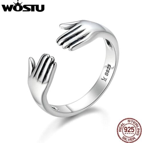 WOSTU 925 Sterling Silver Embrace The Future Adjustable Rings For Women Authentic Fine Jewelry New Year Gift For Lover CQR136