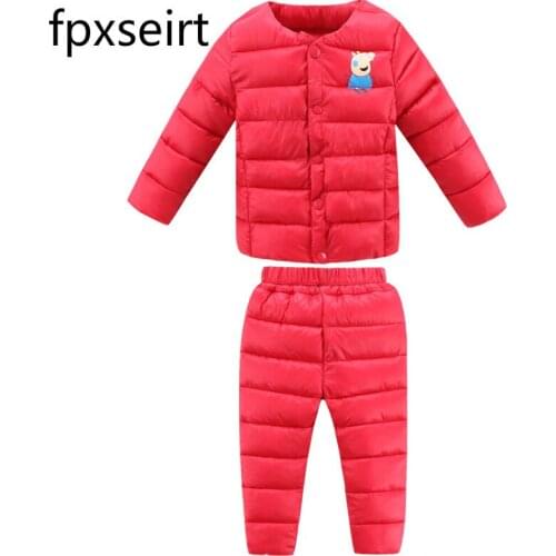 The children down cotton liner thin cotton suit Mianfu baby boy winter coat boys and girls two piece
