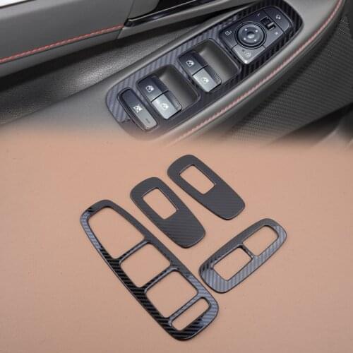 4pcs Carbon Fiber Style Car Inner Window Lift Switch Panel Cover Trim Frame Decoration Fit For Hyundai Sonata 2020 2021