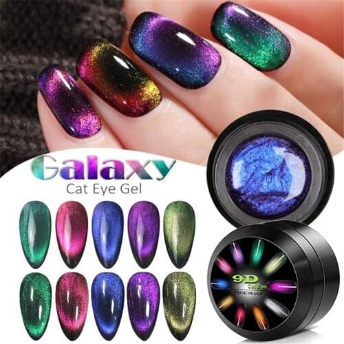 5ml 9D Galaxy Cat Eyes Led Gel Nail Polish Chameleon Magnetic UV Nail Varnish Nail Art Shiny Gel Cat Eyes UV Lacquer