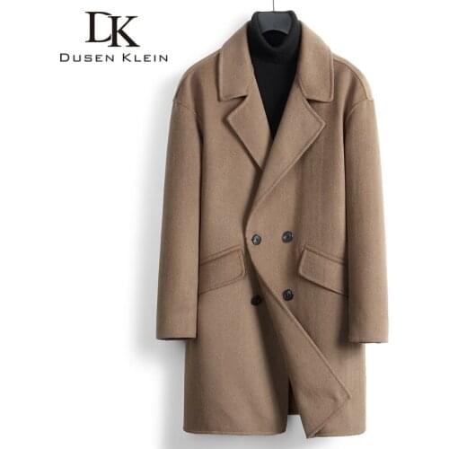 Men Wool Coat Long Woolen Blend Coat 2020 Winter Jacket 8835