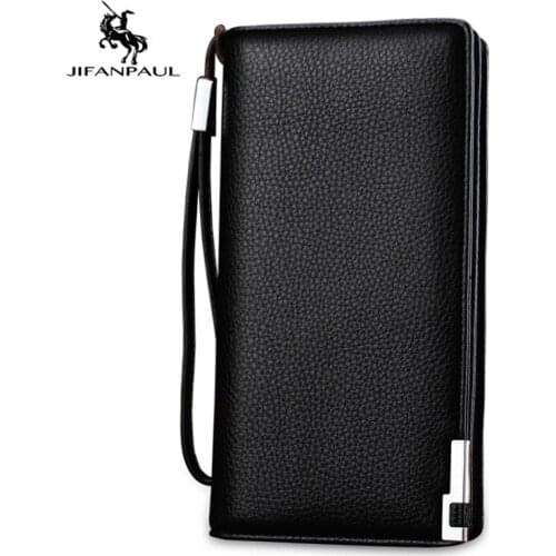 JIFANPAUL Mens long Korean version of the multi-function clutch bag multi-card position litchi pattern wallet large capacity
