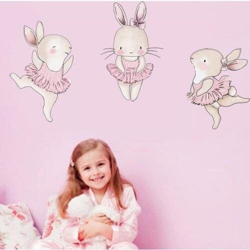 Ballet rabbit stickers animal childrens room decorative wall stickers Self adhesive graffiti wall stickers Wallpaper paste