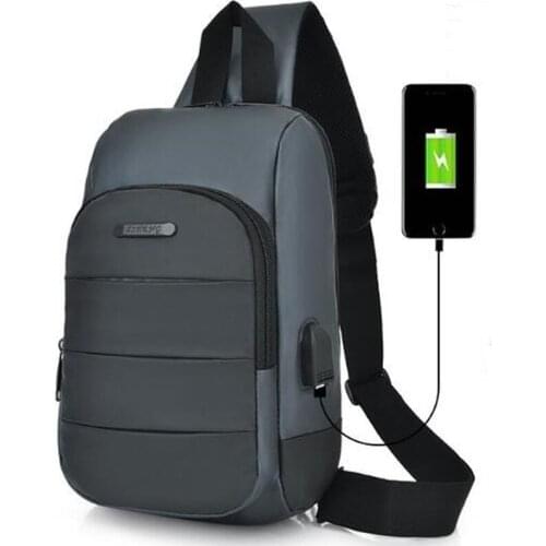 New Mens Nylon Waterproof USB Multifunction Crossbody Bag Shoulder Bags Messenger Chest Bag Short Trip Travel Pack for Male